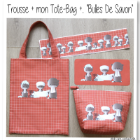 Set trousse tote bag brique