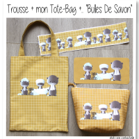 Set trousse tote bag jaune